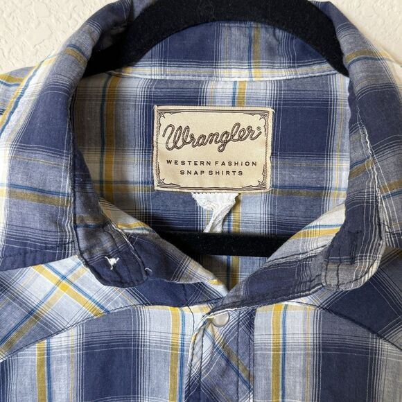 Wrangler VTG Men's Blue Long Sleeve‎ Pearl Snap Western Rodeo Button-Up - Picture 2 of 7